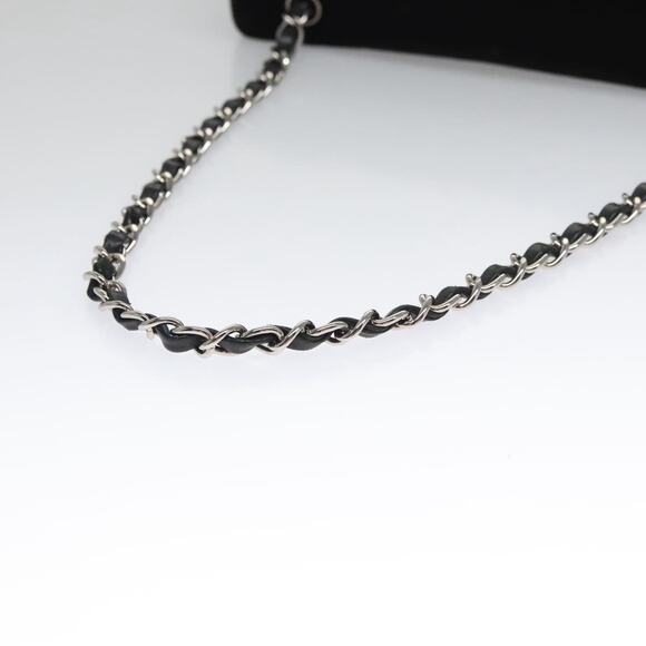 CHANEL Chain Camelia Shoulder Bag Velor Leather Black Silver CC - Picture 7 of 16